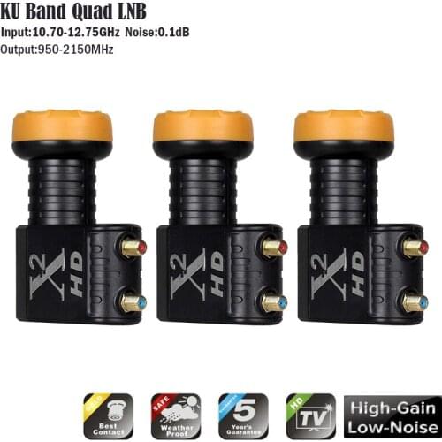 3pcs X-Square Universal LNB For Satellie TV Receiver Twin LNB High Power Quality Ku Band LNBF Noise Figure 0.1dB Twin LNB