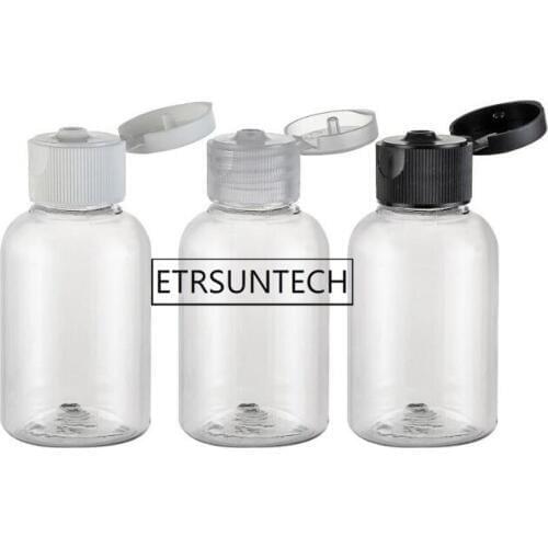 500pcs Clear Plastic Empty 50cc PET Bottles Travel Containers With Clear/White/Black Flip Cap 50ml Wholesale