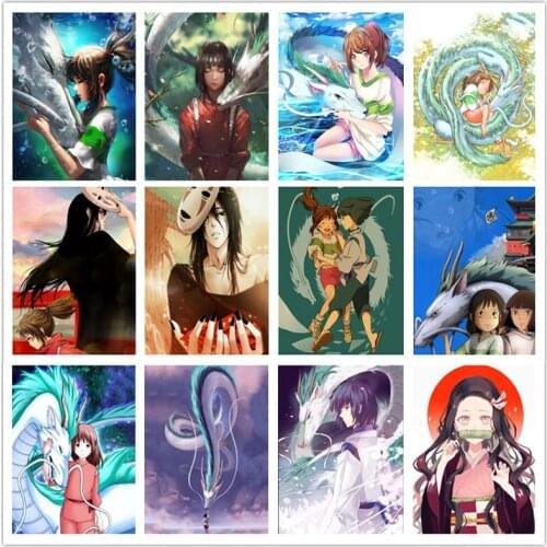 5D Full Square Diy Diamond Painting Anime Cross Stitch Kit Spirited Away Mosaic Picture Rhinestone Embroidery