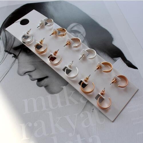 6Pair/Set) Fashion Jewelry New Multi Color Simple Earrings Set Matte Circle Ear Studs Gold Stud Earrings For Women Girls