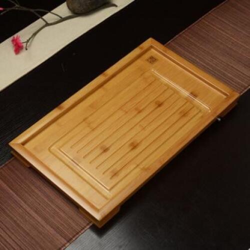 Bamboo tea tray solid tea tray drain tea table