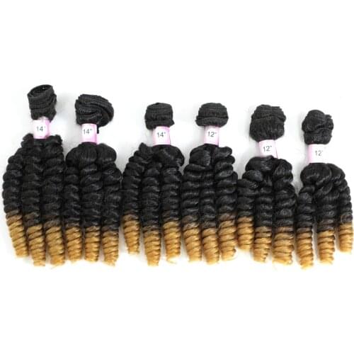 Free Shipping Bouncing Curly 6 Bundles 200G All In One Ombre Funmi Hair Weave Bundles Loose weave Deep Wave Hair Extension