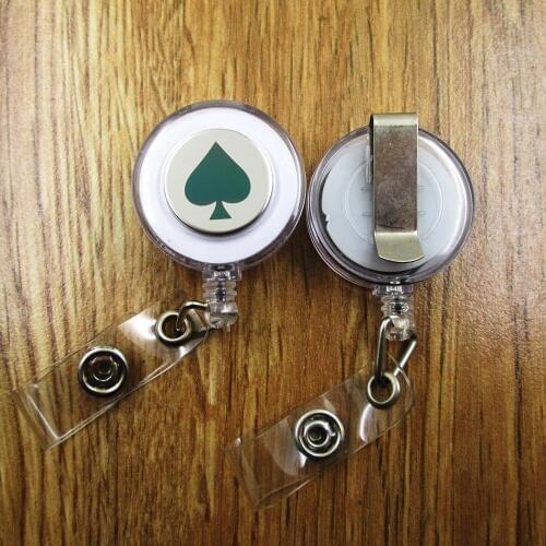 Spade ID Badge Reel gift for him/her friend family retractable recoil id badge holder work fun