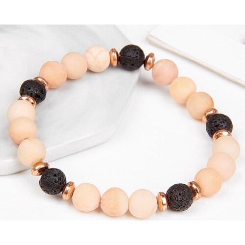 Pink Aventurine Bracelets For Women Men Natural Stone Beads Bracelet Quartzs Turquoises Lava Yoga Essential Oil Diffuser Jewelry