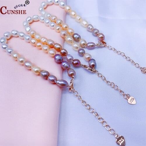 Pearl Bracelet Natural White Freshwater Pearl Pink Color purple Gift For Women