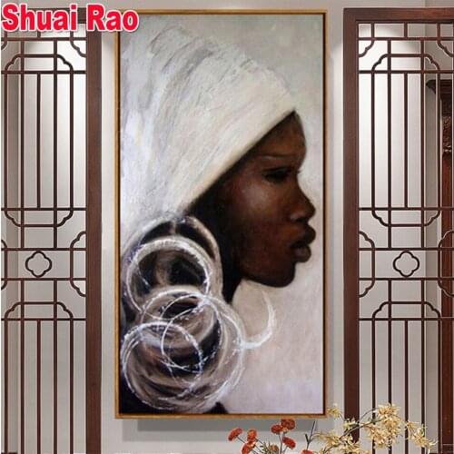 Full Round Square Diamond Painting 5D African Portrait Diamond Art Embroidery black white Africa woman face Handmade Home Decor