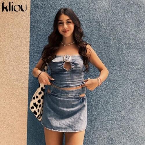 Kliou Denim Skirts For Women