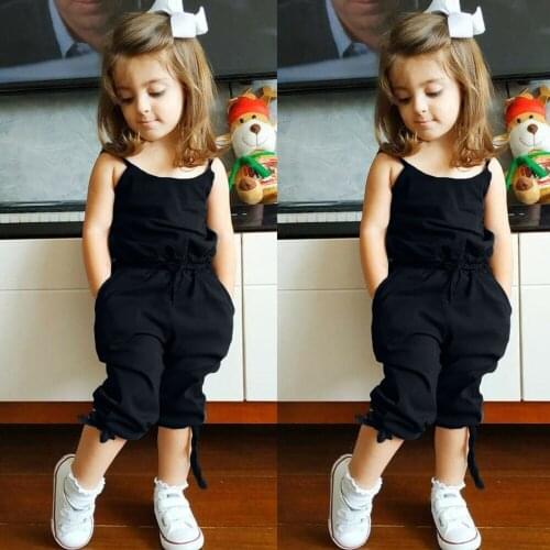 Girls suspenders jumpsuit 2021 summer fashion solid color wild jumpsuit pure cotton girl clothes 1-5 years old