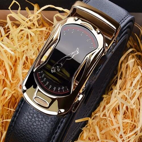 Leather Belt For Men And Women 3.5cm Width Sports Belts Brand Fashion Automatic Buckle Black Leather Belt Mens Belts For Men