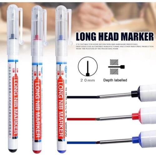 Long Heading Markers Pen Red/Black/Blue Ink for Bathroom Woodworking Decoration Multi-purpose Deep Hole Marker Pens