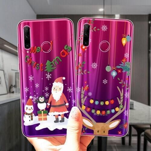 Cute Cartoon Elk Merry Christmas Snow Silicone Phone Case For Huawei Honor 30 10i 20i 9X 8X Mate 10 20 Lite Pro Soft Clear Cover