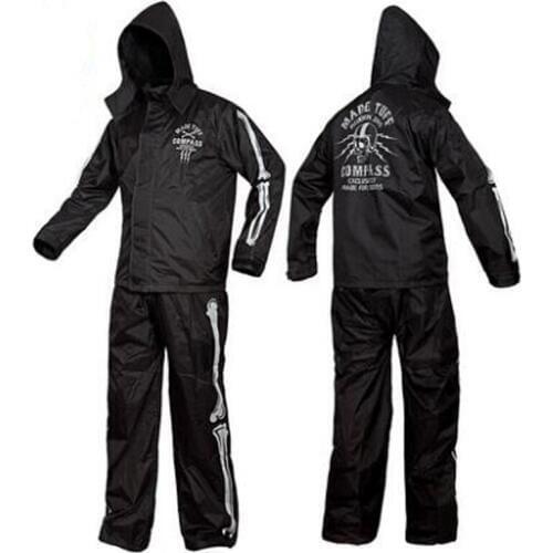 Fashion personality Skull Motorcycle Raincoat Pants Suit Separates ultra-thin Riding Outdoors Adult Rainwear Poncho