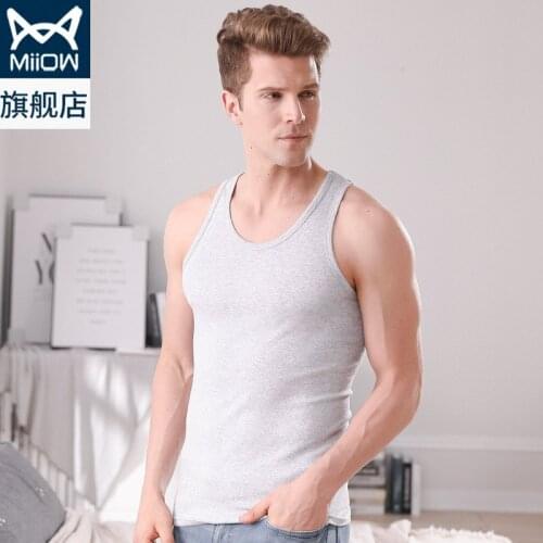 Pure cotton mens vest summer thin style hurdling sports I-type white classic cotton trackless undershirt