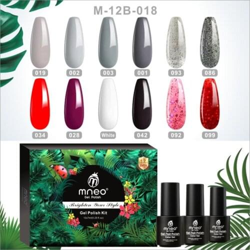 12 Pcs Gel Nail Polish Varnish Set Grey Red Glitter Sequin Nails Things Semi Permanent Enamel UV Art Pastel Colors Lacquer Lot