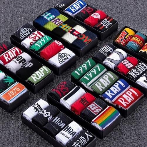 5 Pairs/Lot Hip Hop Skateboard Womens Socks Set Men 100% Cotton Original Design Autumn And Winter Street Basketball Funny Socks