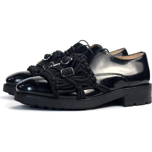 New Winter Oxfords Black High Quality Lace up casual shoes Fashion England Style Men shoes handmade Platform shoes