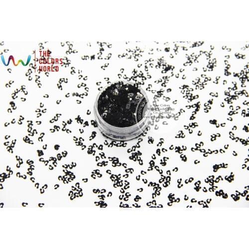 TCP16 Solvent Resistant Pearlescent Black Colors Leopard Spot shape Glitter 3.0MM Size Glitter for nail Art makeup