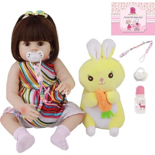 Lifelike Reborn Girl Doll 18" 48CM Cute Full Silicone Vinyl Body Fashion Realistic Newborn Baby For Childrens Day Gifts Present