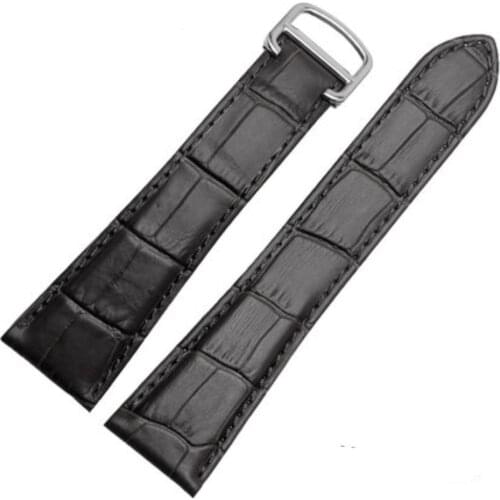 22mm/23mm/24mm/25mm watch band Fit for Cartier Calibre de Diver W7100060 Black/Brown Crocodile Leather W atchbands Strap