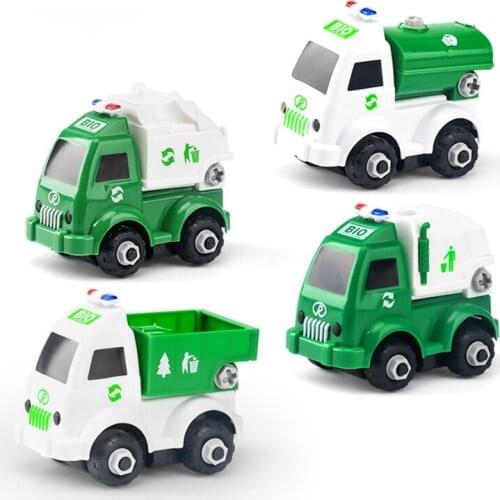 DIY Sanitation Vehicle Take Apart Construction Vehicles Toys Children Screw Boy Tool for 3 4 5 Age Kids