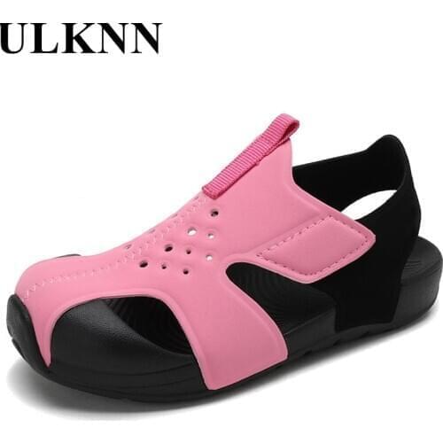 ULKNN Kids Cut-Outs Sandals Girls Summer Kids Shoes Boys Shoes Flat Heel Sandals Princess Dress Pink Fashion Shoes Teenage Kids