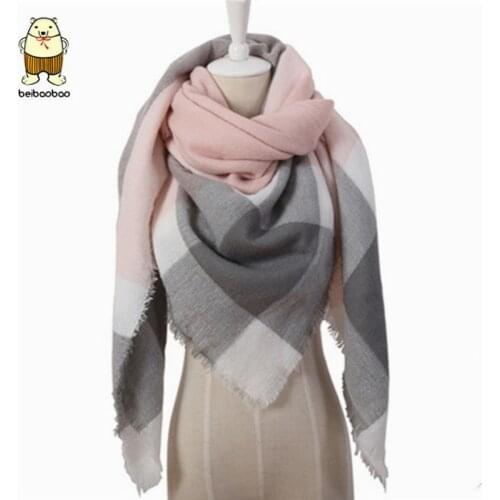 Beibaobao Brand Scarves for Women 26 Color Winter Poncho Hijab Scarf Plaid Cashmere Scarf Women Triangle Female Warm Shawls
