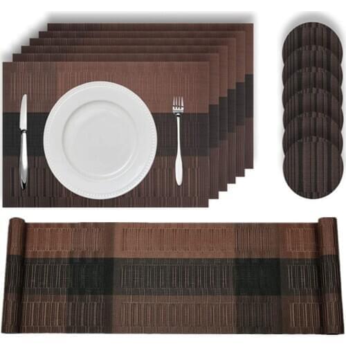 PVC Table Runner Luxury Dining Place Mats Anti-Skid Vinyl Woven Table Cover Insulation Tablecloth Wedding Decor camino de mesa