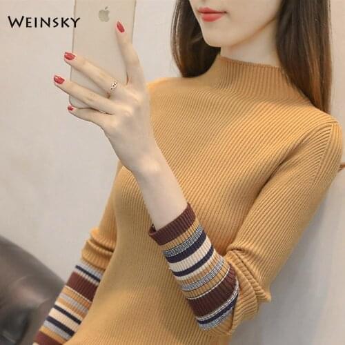 Women Fine Knitted Jumper Sweater And Pullovers Korean Fashion Style Turtleneck Sweaters Autumn And Winter 2019 New Sweater