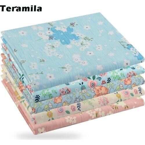 Teramila 100% Cotton Cloth Organic Handmade Craft Pures For Bags Fabrics Tulle Sewing Flower Print Patchwork Quilt Needlework