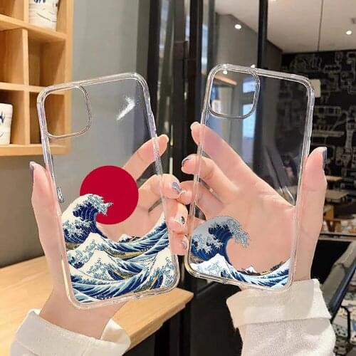 Wave Art japan aesthetic Phone Case For Samsung Galaxy Note 4 8 9 10 20 S8 S9 S10 S10E S20 Plus UITRA Ultra transparent trend
