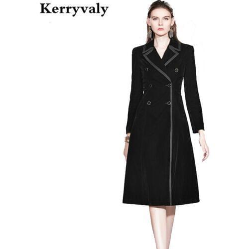 Retro Black Velvet Windbreaker Woman Winter Coat Abrigos Mujer Invierno 2021 Long Trench Coat Casaco Feminino K9092
