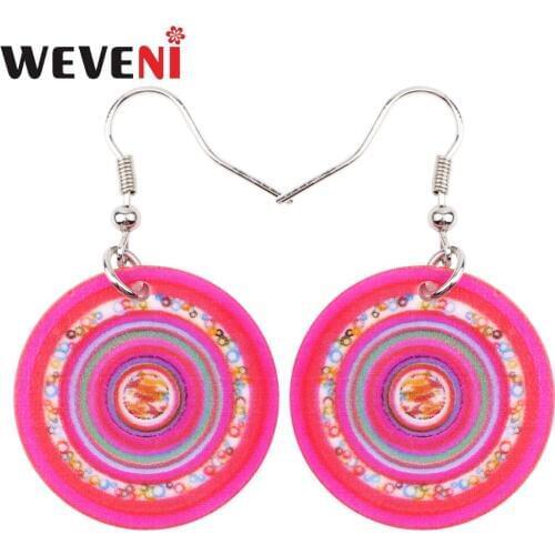 WEVENI Bohemian Acrylic Drop Dangle Big Round Colorful Earrings For Women New Fashion Accessories Statement Jewelry Bricons