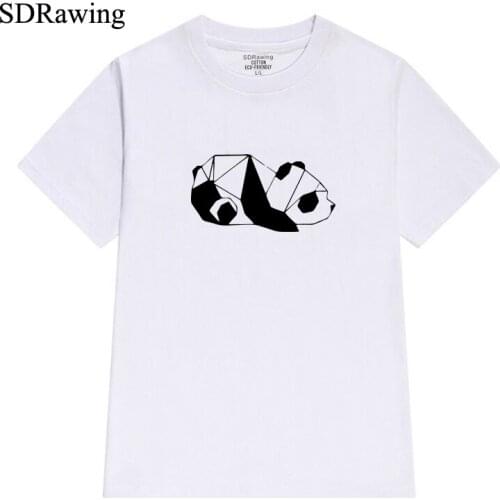 Funny Fashion panda print womens cotton t shirt for panda lover Graphic Tees Hipster Tumblr summer tops