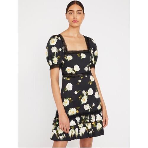 Sexyboutique New Women Print Elegant Dress Flare Short Sleeve Holiday Dresses Lady Party Dress Sundress Summer Vestidos