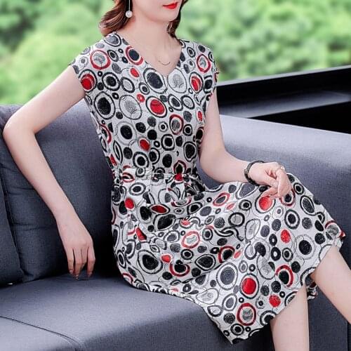 Summer Mulberry Silk Vintage Satin Midi Dress Women Casual Dot Print 4XL Plus Size Sundress 2021 Elegant Bodycon Party Vestidos