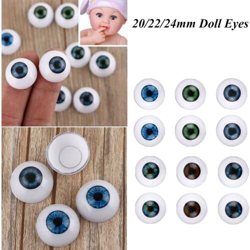 1Pair Plastic Dolls Eyes 20/22/24mm Realistic Half Round Hollow Back Fake Eyes Eyeballs DIY Prop Doll Bear Making Accessories