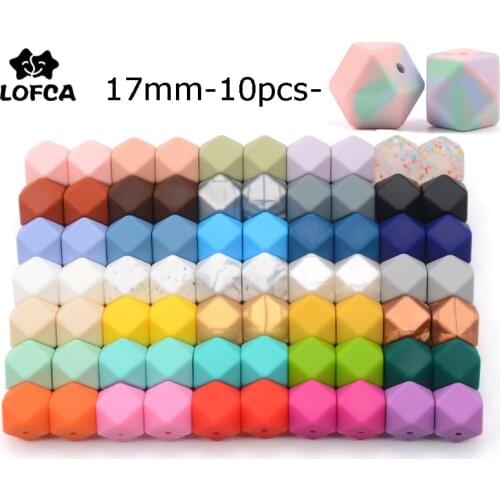 LOFCA 10pcs 17mm Hexagon Silicone Beads For DIY Teething Necklace Pendant Silicone Teething Beads Food Grade Teething Beads