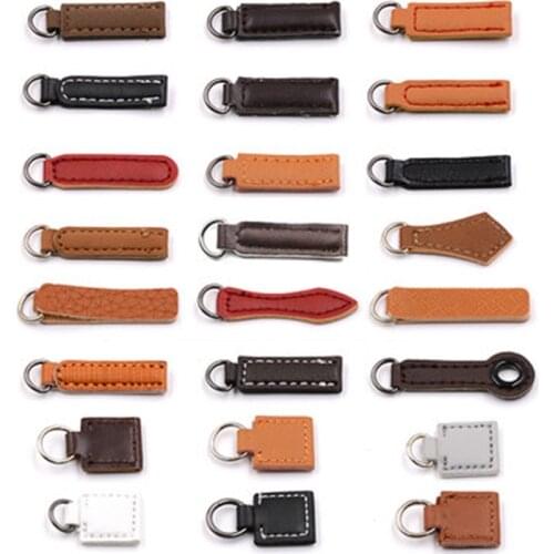 2Pcs Leather Zipper Pull head Durable Backpack Apparel Accessories Multicolor Pull Strap Cord Zipper DIY Apparel Sewing