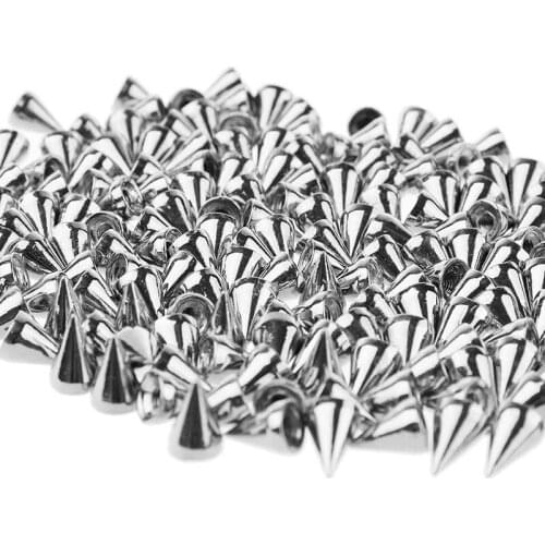 200 Sets/Pairs 9.5Mm Silver Cone Spikes Screwback Studs DIY Craft Cool Rivets Punk