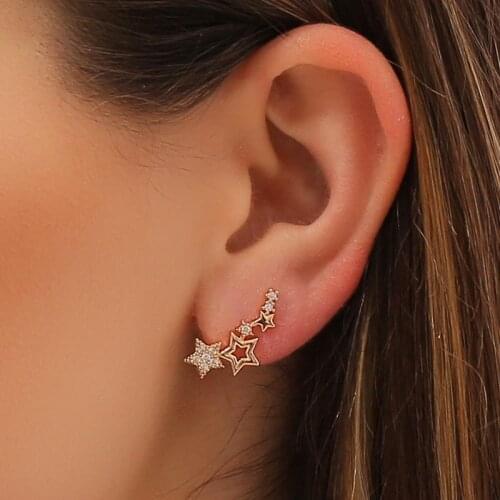 2021 New Arrival Classic Star Stud Earrings For Women Charm Shiny White Zircon Crystal Earrings Fashion Jewelry Girls Brincos