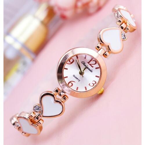 2019 Splendid Luxury Women Girls Students Wristwatches Ladies Fashion Daisies Diamond Heart-shape Bracelet Clock Holiday Gifts