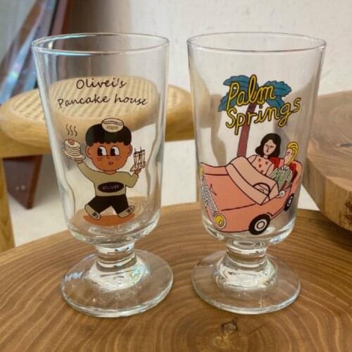 280Ml Designer Joint Style Cute Goblet Car Couple Happy Boy Milkshake Juice Cool Drinks Cup Wine Glass Shortfoot Cup