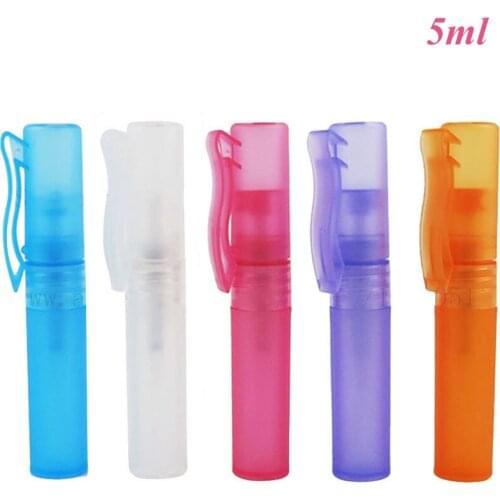 360pcs/lot 5ml Mist Empty Perfume Plastic Spray Refillable Bottle Pen Shape Sample Bottle Small Atomizer Colorful Sprayer Bottle
