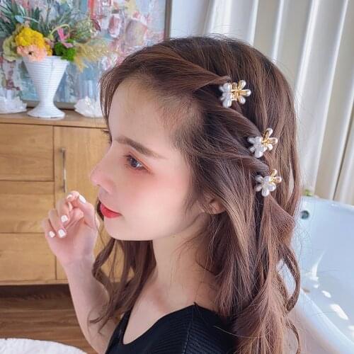 Camellia pearl hairpin small and exquisite net red side clip girl hairpin clip top clip bangs clip headdress