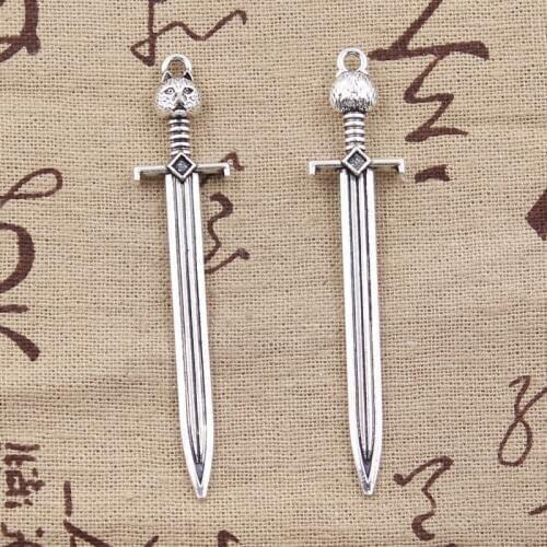 5pcs Charms Sword Cat 66x15mm Antique Tibetan Silver Color Pendant Findings Accessories DIY Vintage Choker Handmade Jewelry