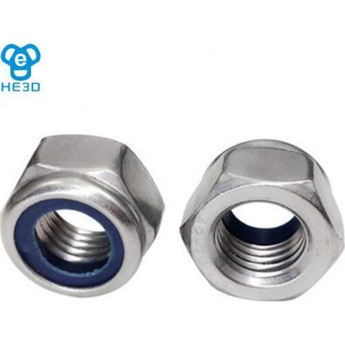 50Pcs HE3D M6 locknut self-locking hex nut