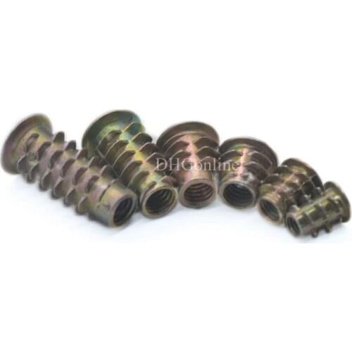 50 Pcs Tape Wood Threaded Flange Insert Hex Nuts Hardware Zinc Steel Alloy M4 M5 M6