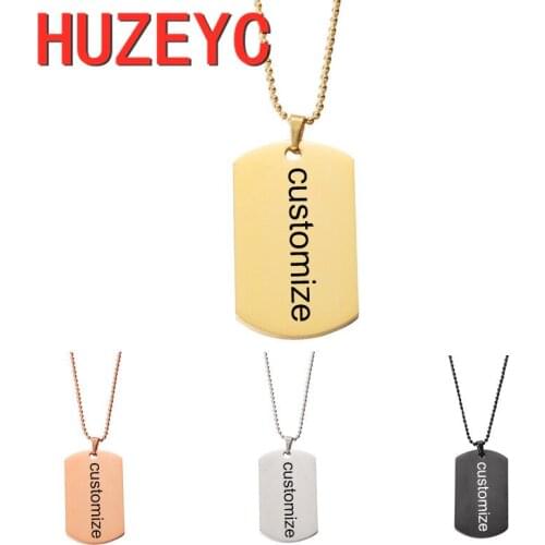 50pcs/lot Military Card Stainless Steel Pendant Necklace Customized Name Logo Chain Neckalce for Women Men Direct Deal Wholesale