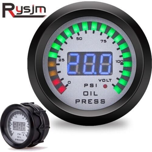 Car 2" 52mm Oil pressure gauge With Sensor Smoke Lens Oil Press Gauge + voltmeter auto Car meter 12v digital motorcycle