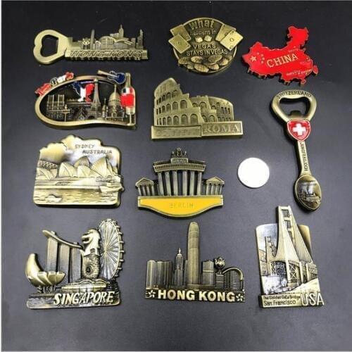BABELEMI Metal USA Vegas Germany Belin China Hongkong London Roma Singapore Australia Sydney Switzerland Fridge Magnet Souvenirs